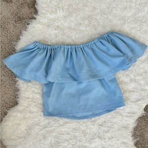 Windsor Blue Off The Shoulder Crop Top